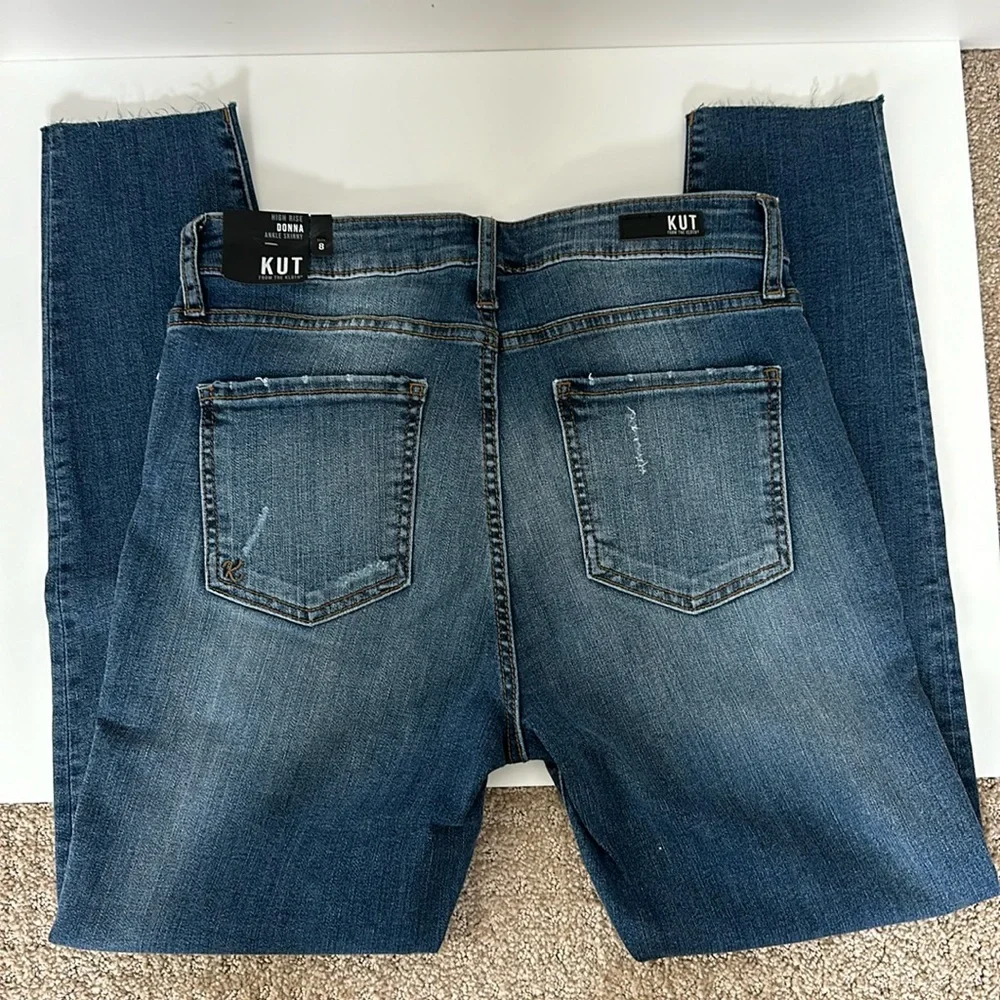 KUT From The Kloth Size 8 High Rise Donna Ankle Skinny Frayed Edge Jeans - Picture 3 of 8
